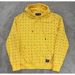 WESC Mike Vibes AOP Unisex Hoodie Mens L Womens XL Yellow Black Pullover Fleece